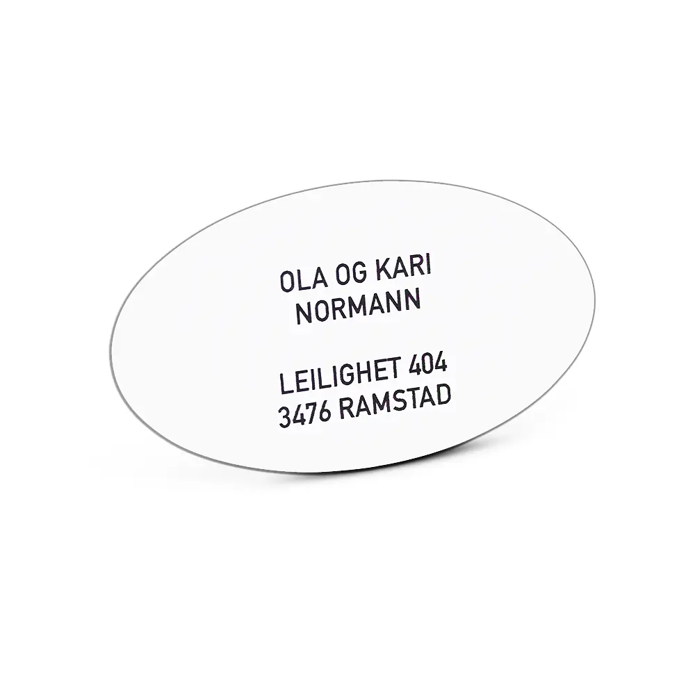 Postkasseskilt Ovalt - Hvit
