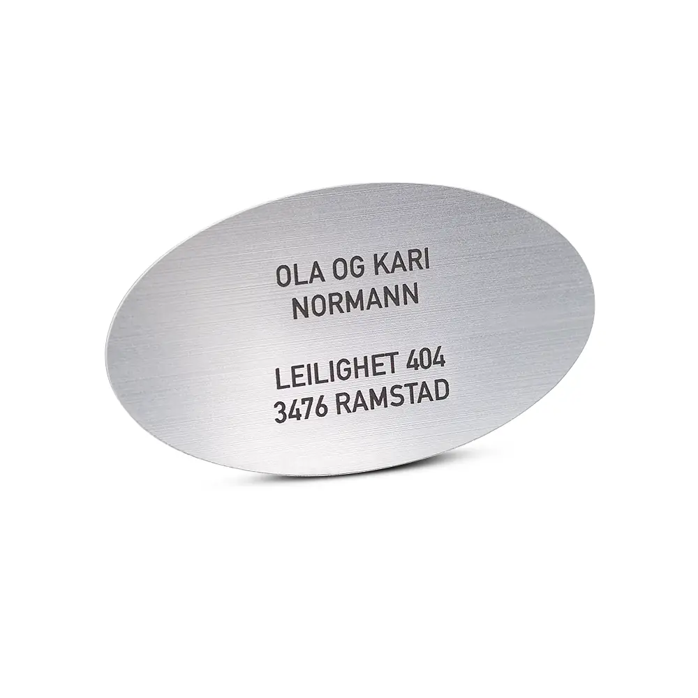 Postkasseskilt Ovalt - Sølv