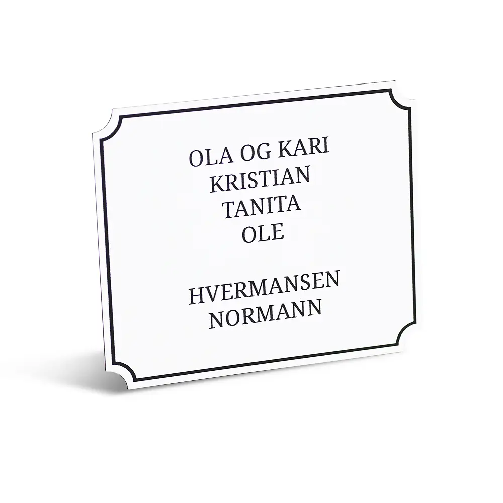 Postkasseskilt Klassisk - Hvit